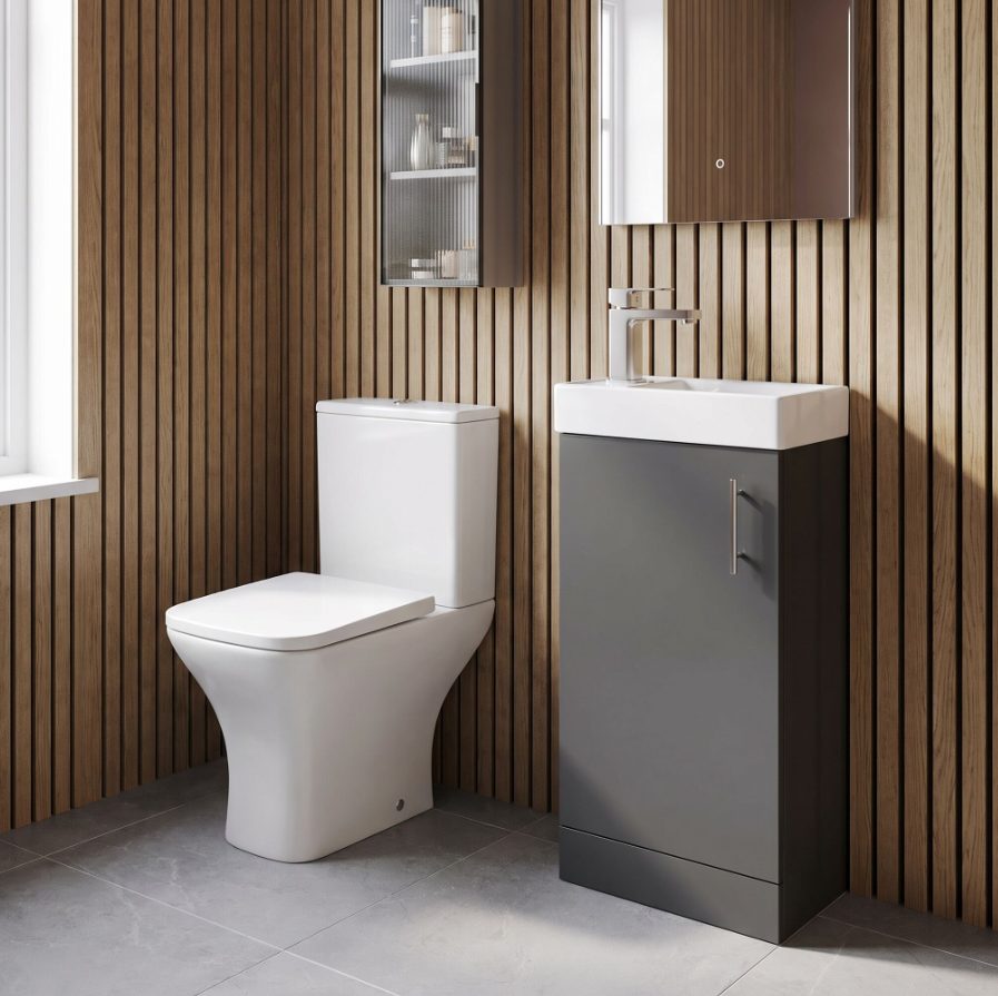 400mm Gloss Grey Floor Standing Cloakroom Suite