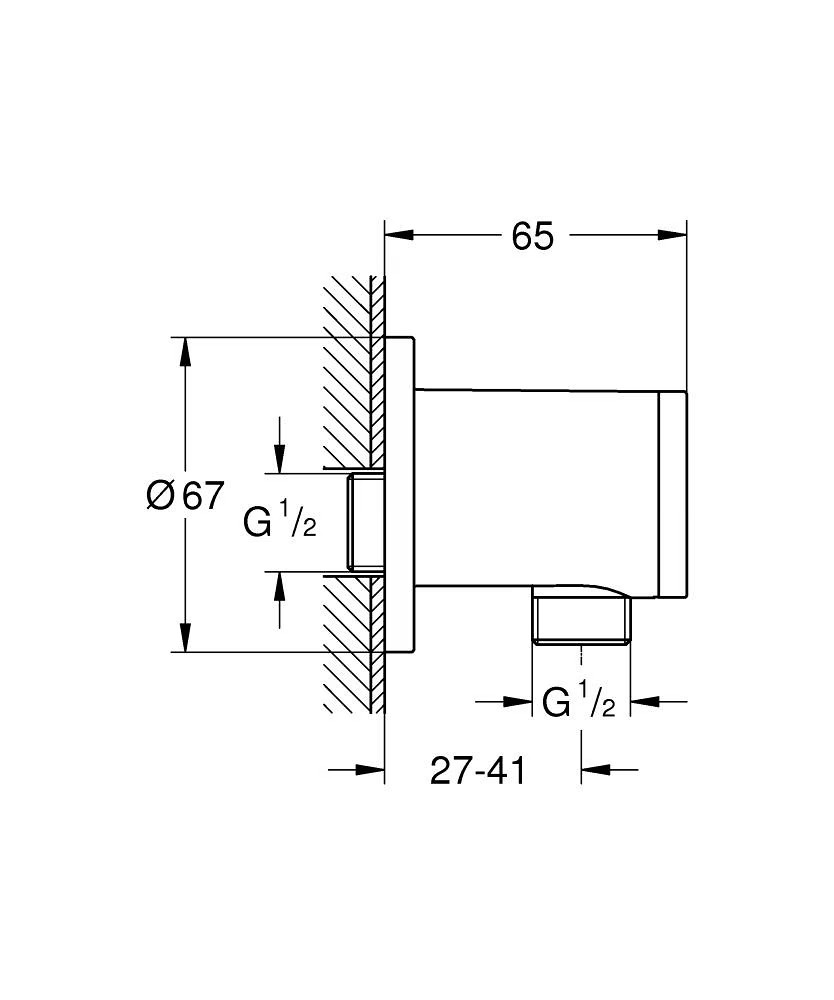 Grohe Tempesta Wall Union with Shower Outlet – Chrome