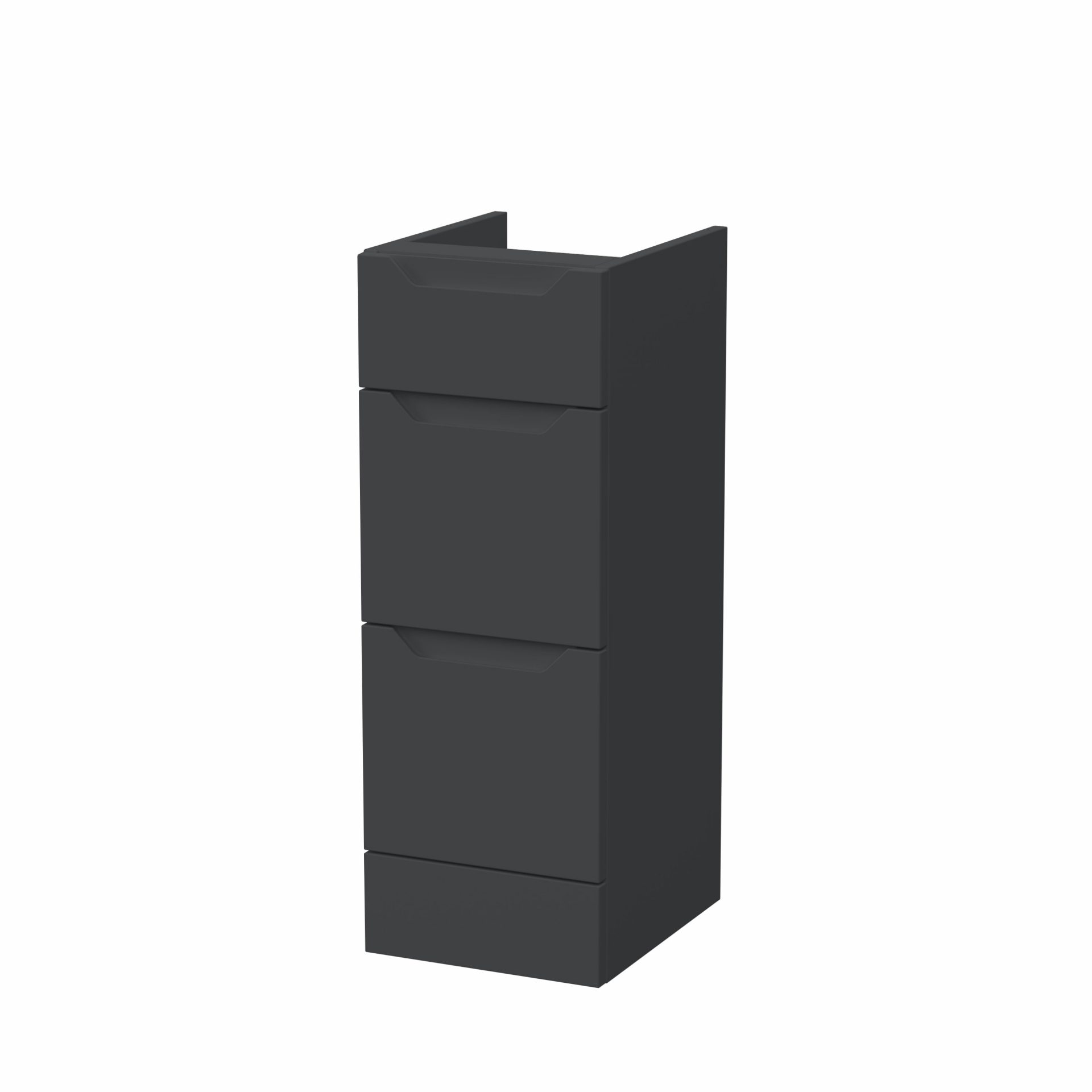 Nuie Lux Loave 300mm 3 Drawer Standard Floorstanding Unit – Soft Black