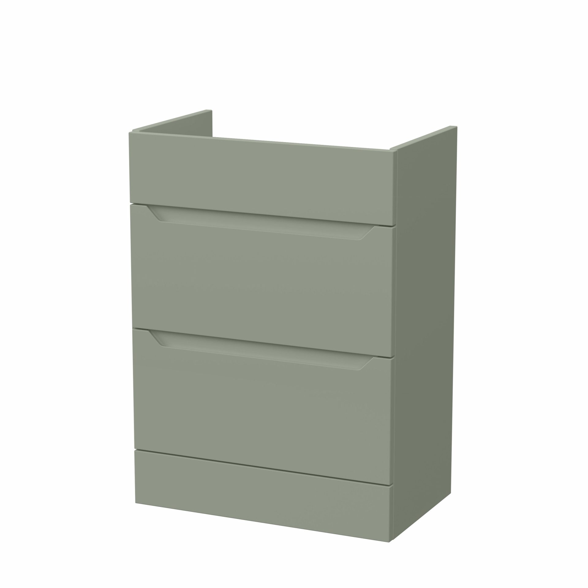 Nuie Lux Loave 600mm 2 Drawer Standard Floorstanding Unit – Fern Green