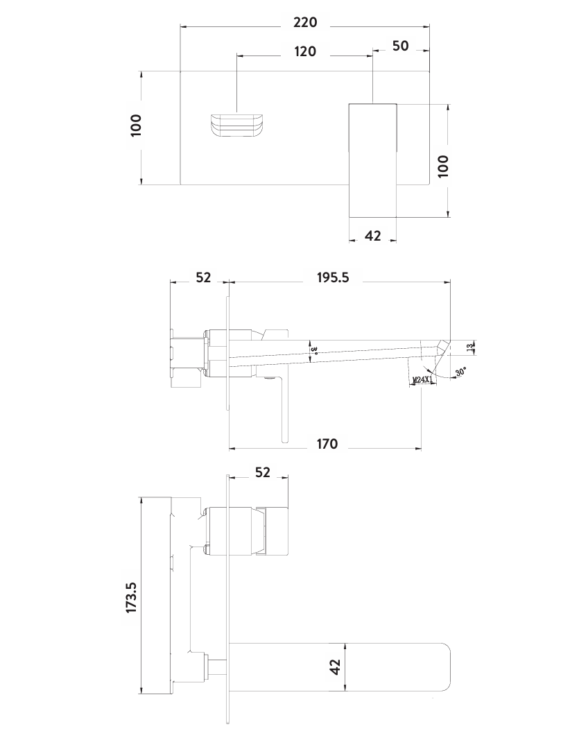 Scudo Muro Wall Mounted Bath Mixer – Chrome