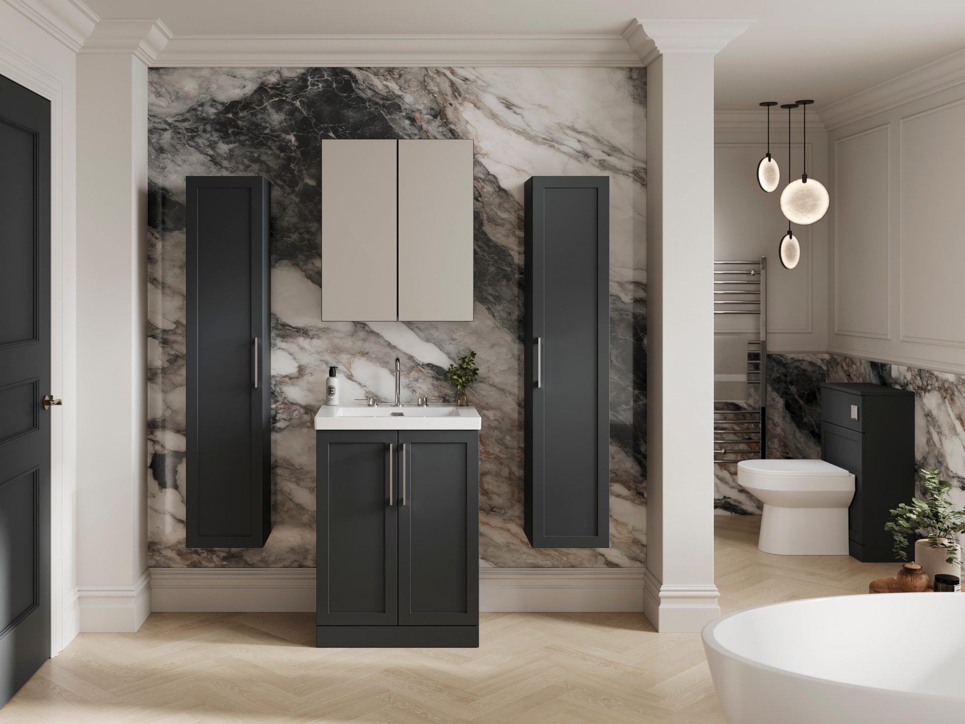 Nuie Lux Larck 800mm 2 Door Floorstanding Vanity Unit – Soft Black