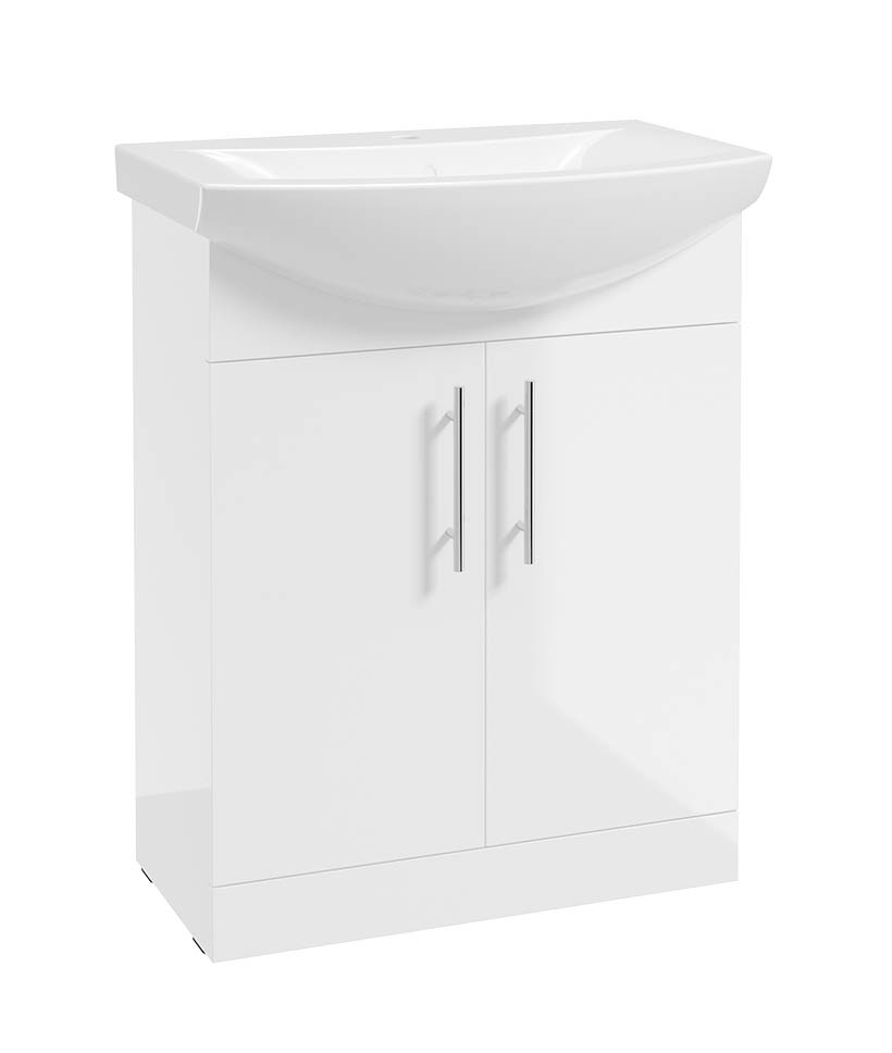 Sonas Select Strata Classic 650mm 2 Door Floorstanding Vanity Unit & Basin – Gloss White
