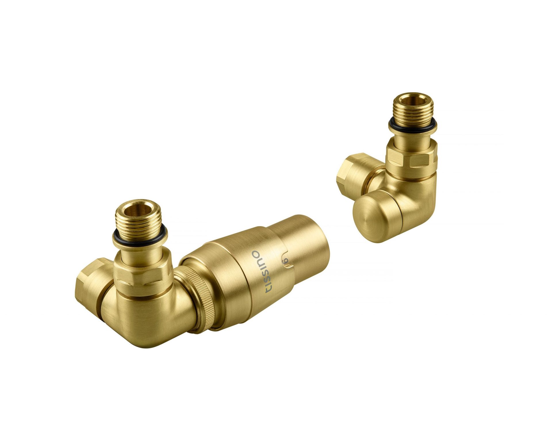 Tissino Double Angled Valves (Pair) with Thermostatic Head – Brushed Brass