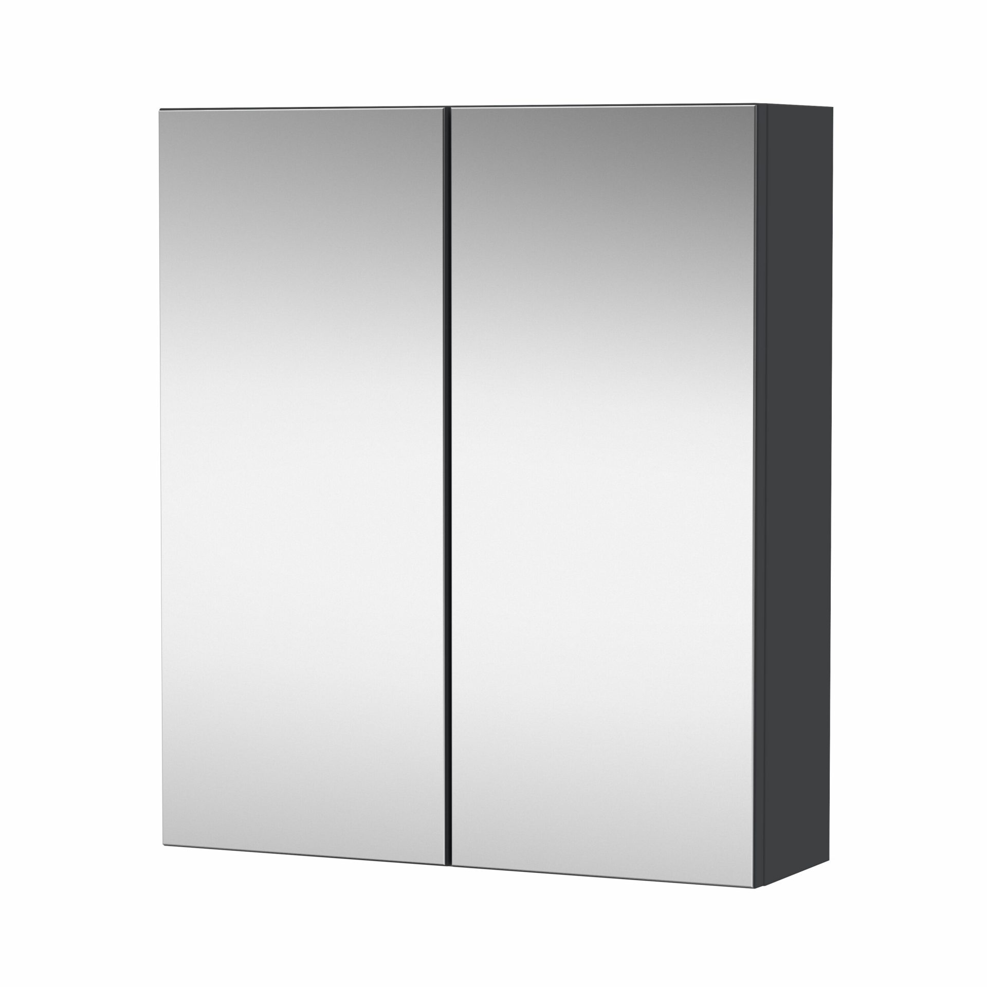 Nuie Lux Krest 600mm 2 Door Wall Mirror Cabinet – Soft Black