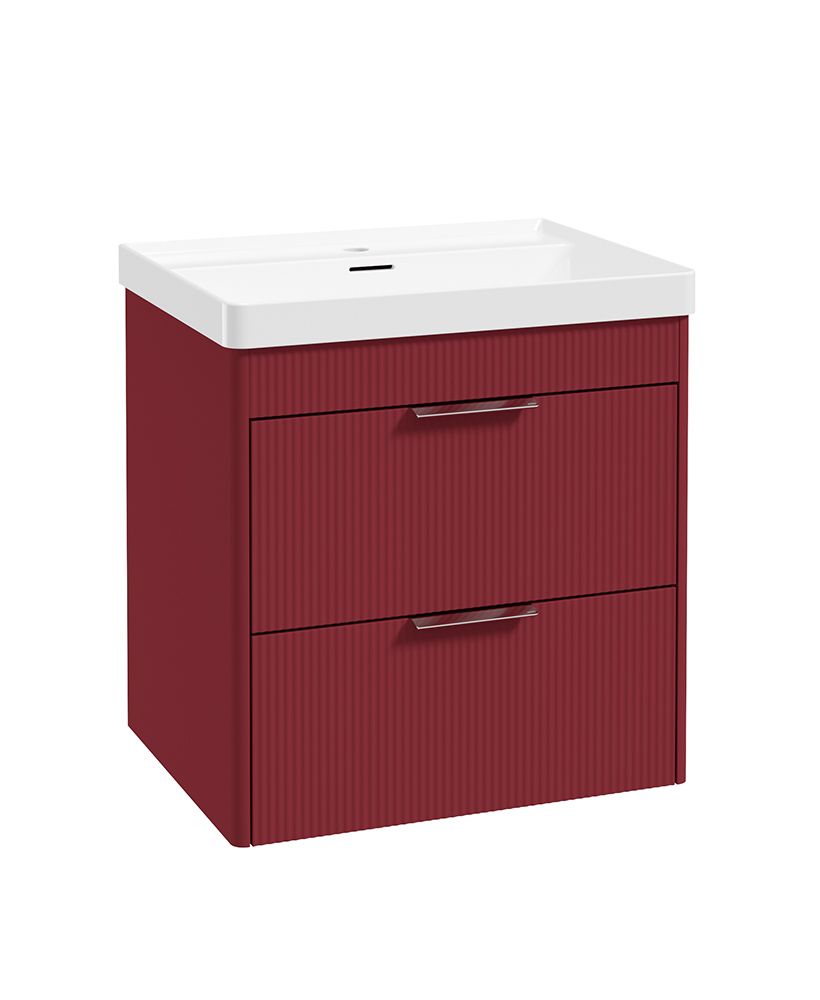 Sonas Reed 600mm 2 Drawer Wall Hung Unit & Basin – Matt Ruby Fern