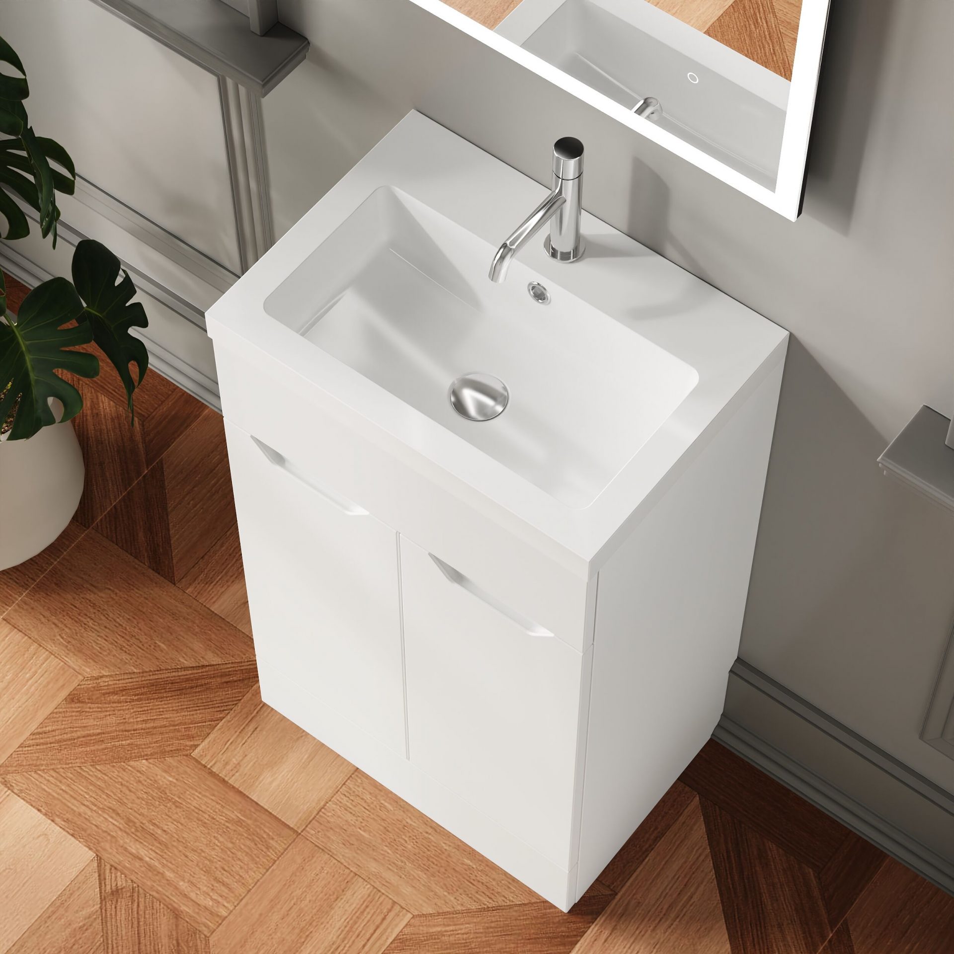 Nuie Lux Loave 500mm 2 Door Standard Floorstanding Unit – Matt White
