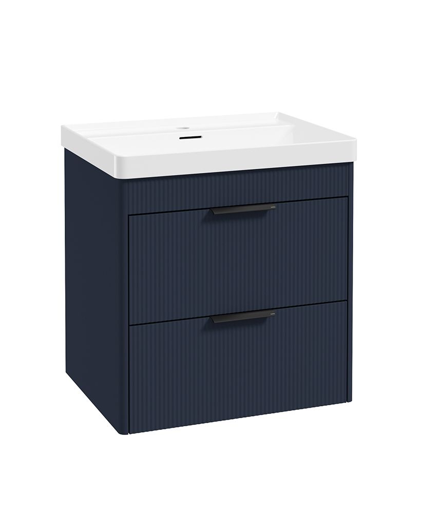 Sonas Reed 600mm 2 Drawer Wall Hung Unit & Basin – Matt Cobalt Night