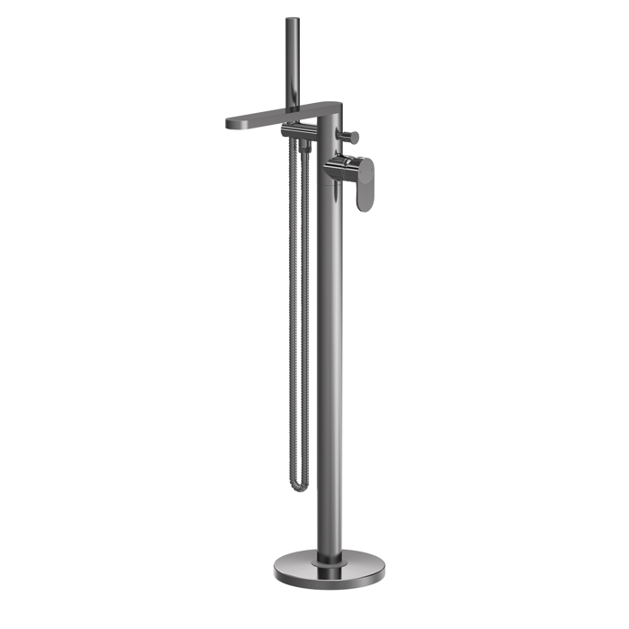 Nuie Cyprus Fluted Freestanding Bath Shower Mixer with Kit – Brushed Pewter