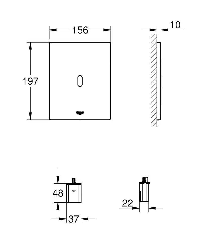 Grohe Tectron Bau E Infra-red Electronic Flush Plate – Chrome