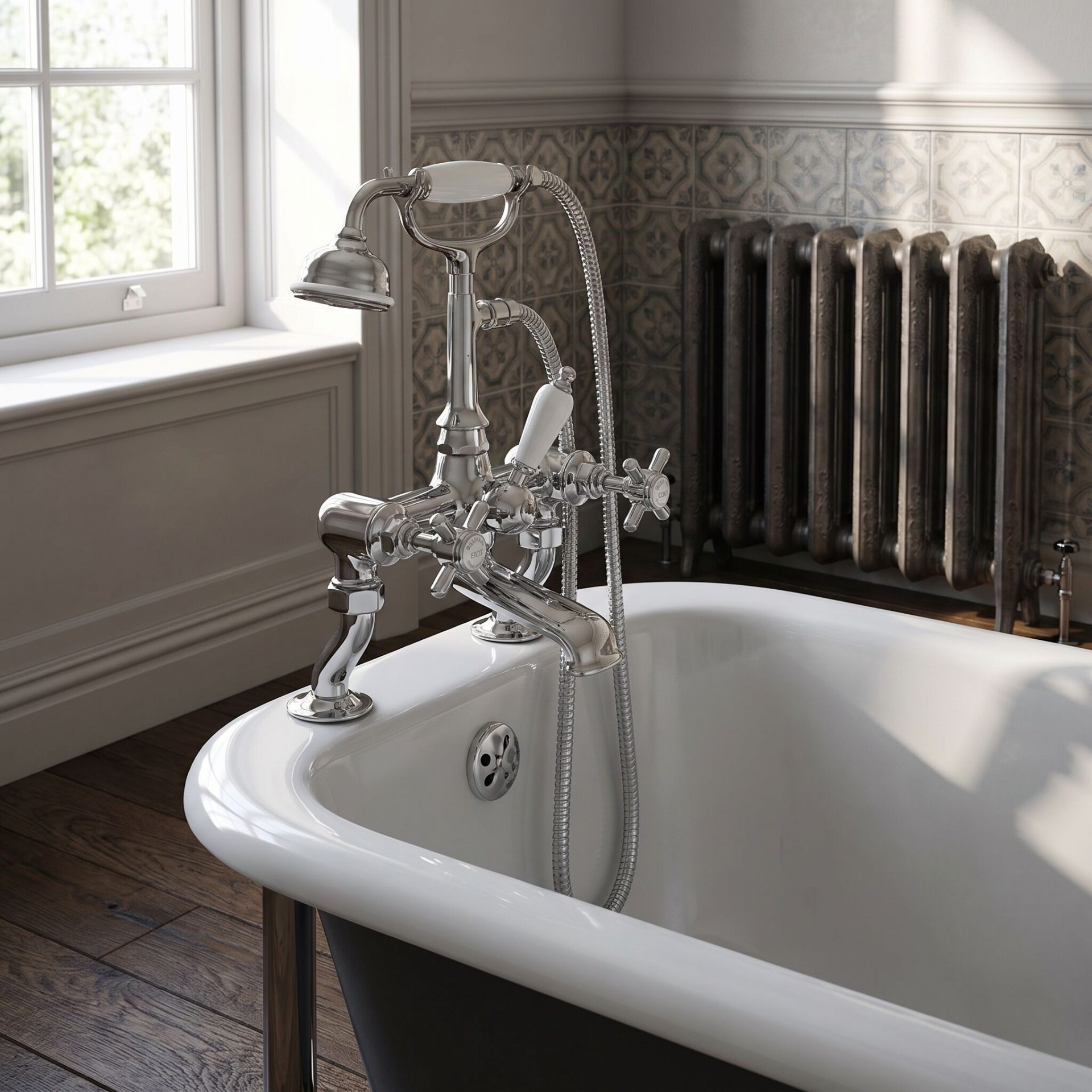 Nuie Beaumont Traditional Luxury 3/4″ Cranked Bath Shower Mixer – Chrome