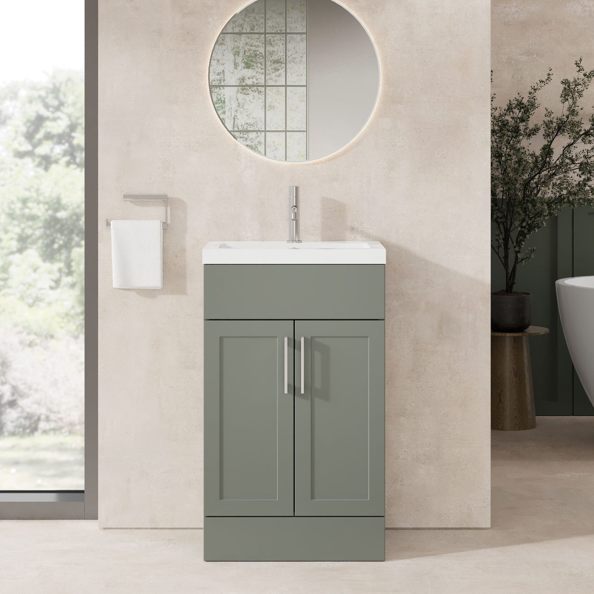 Nuie Lux Fable 500mm 2 Door Standard Floorstanding Unit – Fern Green