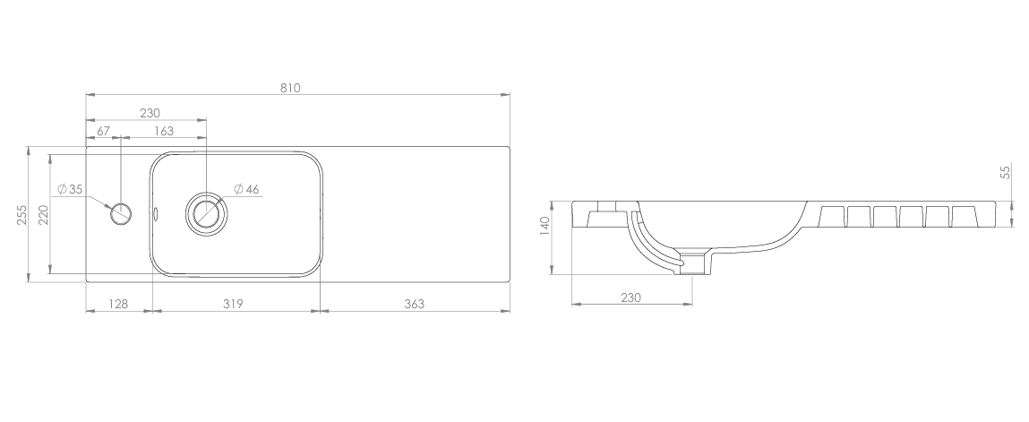 R2 Klein 800mm 3 Door Wall Mounted Vanity Unit & Basin – Gloss White