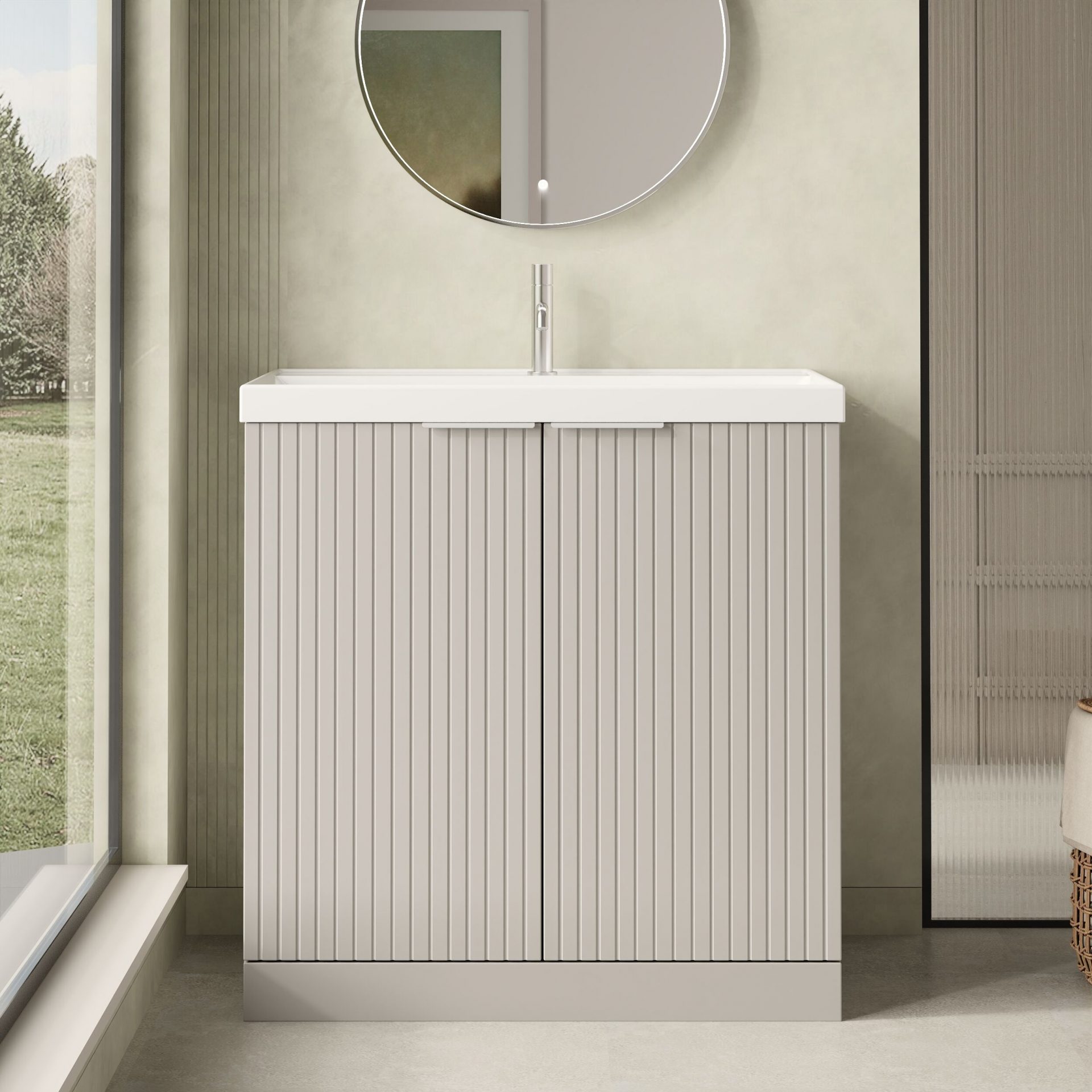Nuie Lux Flume 800mm 2 Door Floorstanding Vanity Unit – Pebble Grey