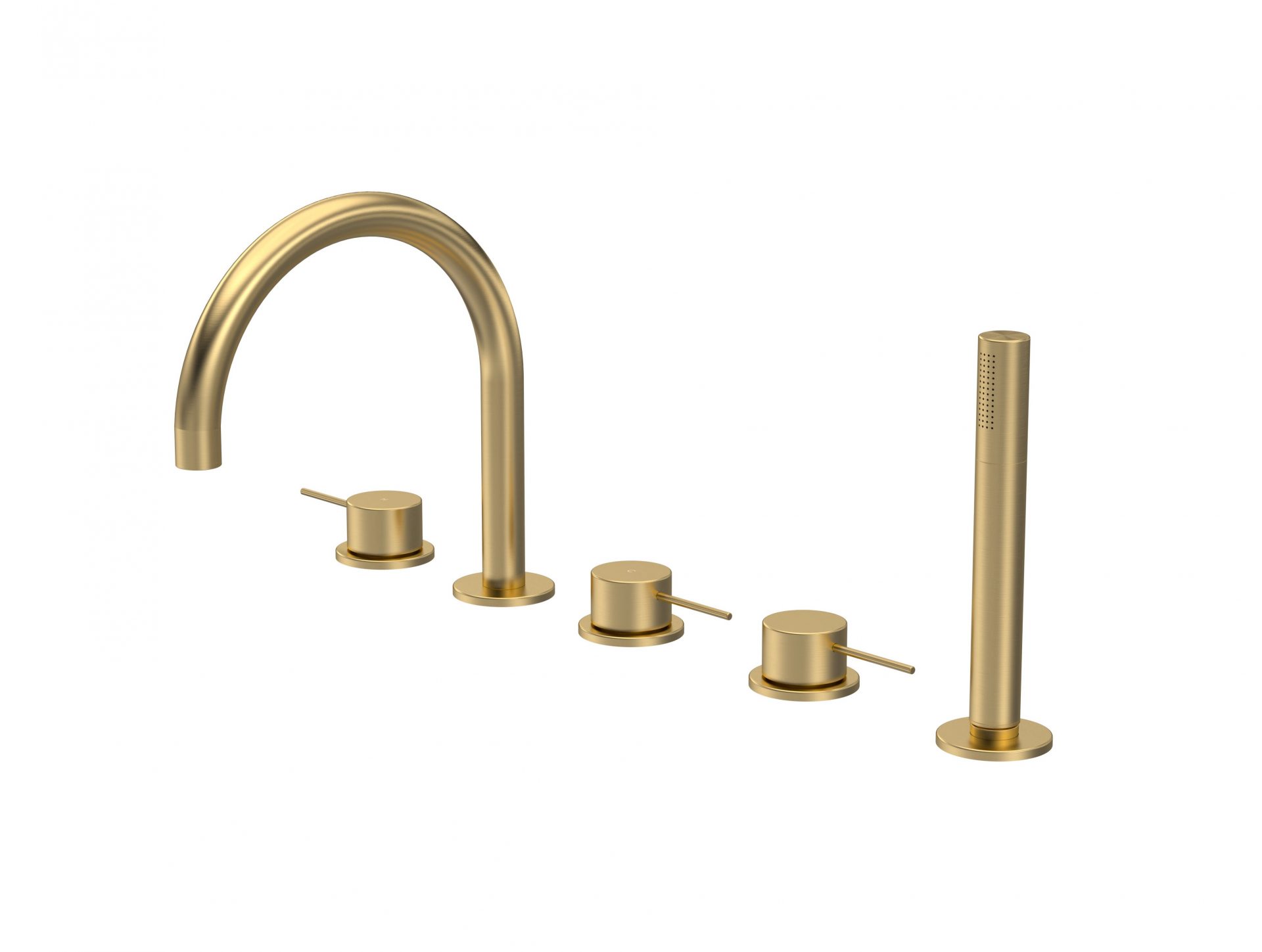 Nuie Lux Riven 5TH Deck Mounted Bath Shower Mixer (C Spout) – Brushed Brass