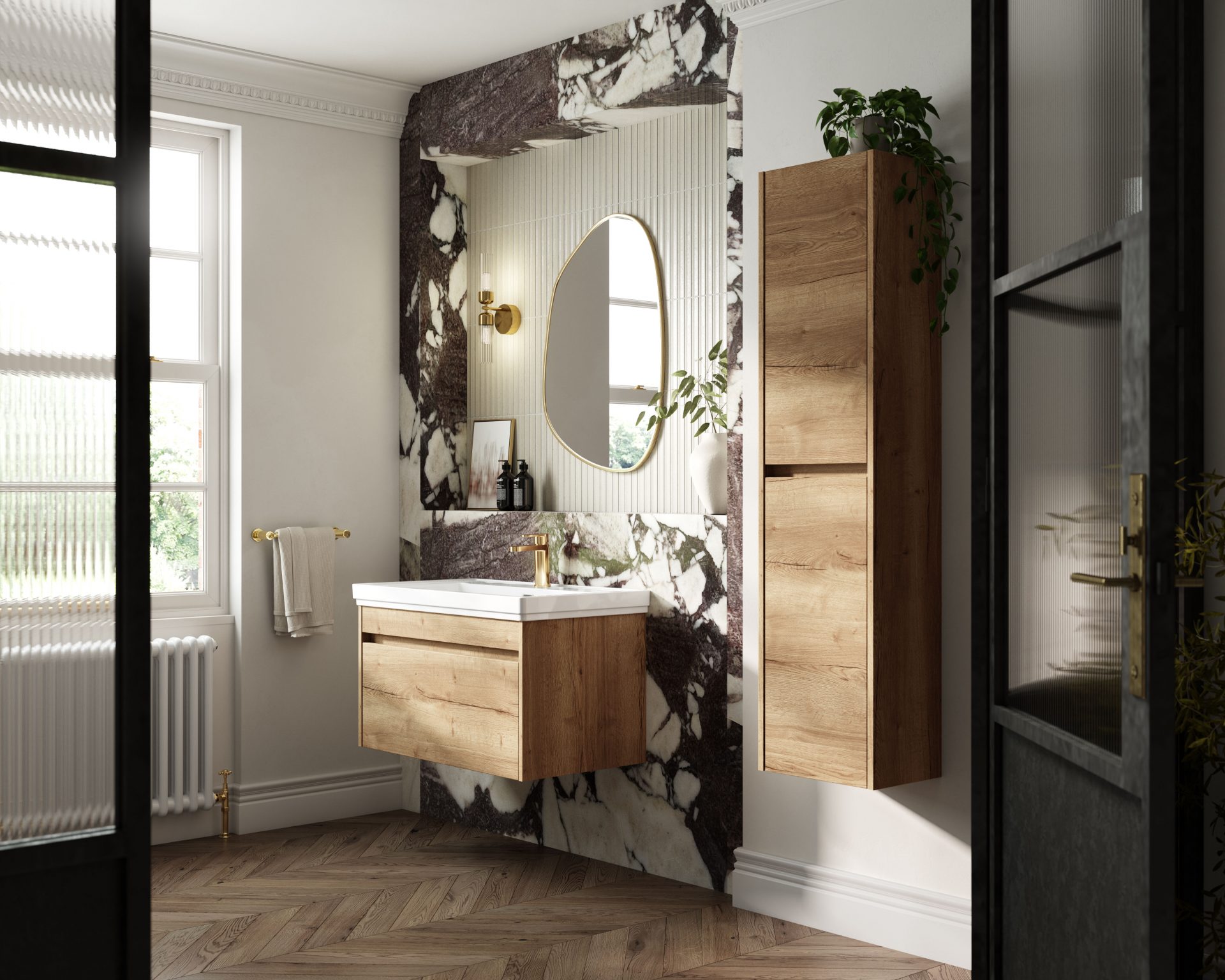 Nuie Lux Loftwood 350mm Wall Hung Storage Unit – Autumn Oak