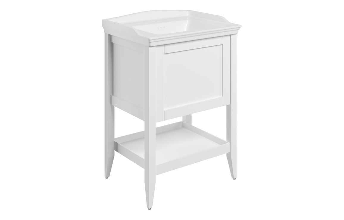 MyBathrooms Fonte 650mm 1 Drawer Floor Standing Unit & Basin – Matt White