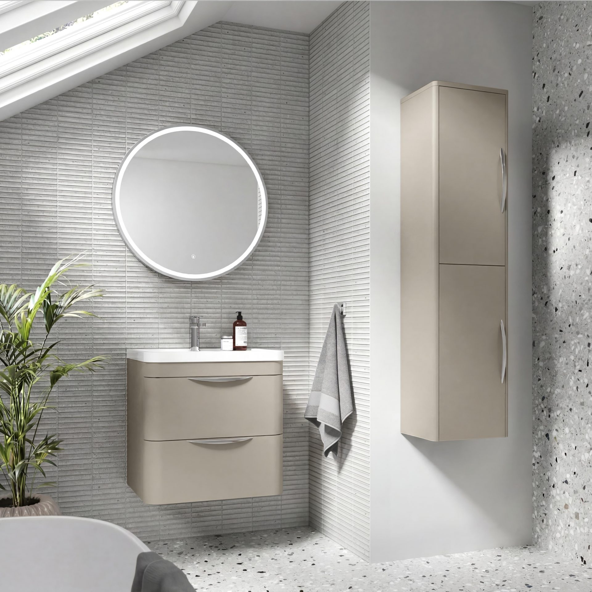 Nuie Parade 356mm 2 Door Wall Hung Tall Cabinet – Pebble Grey
