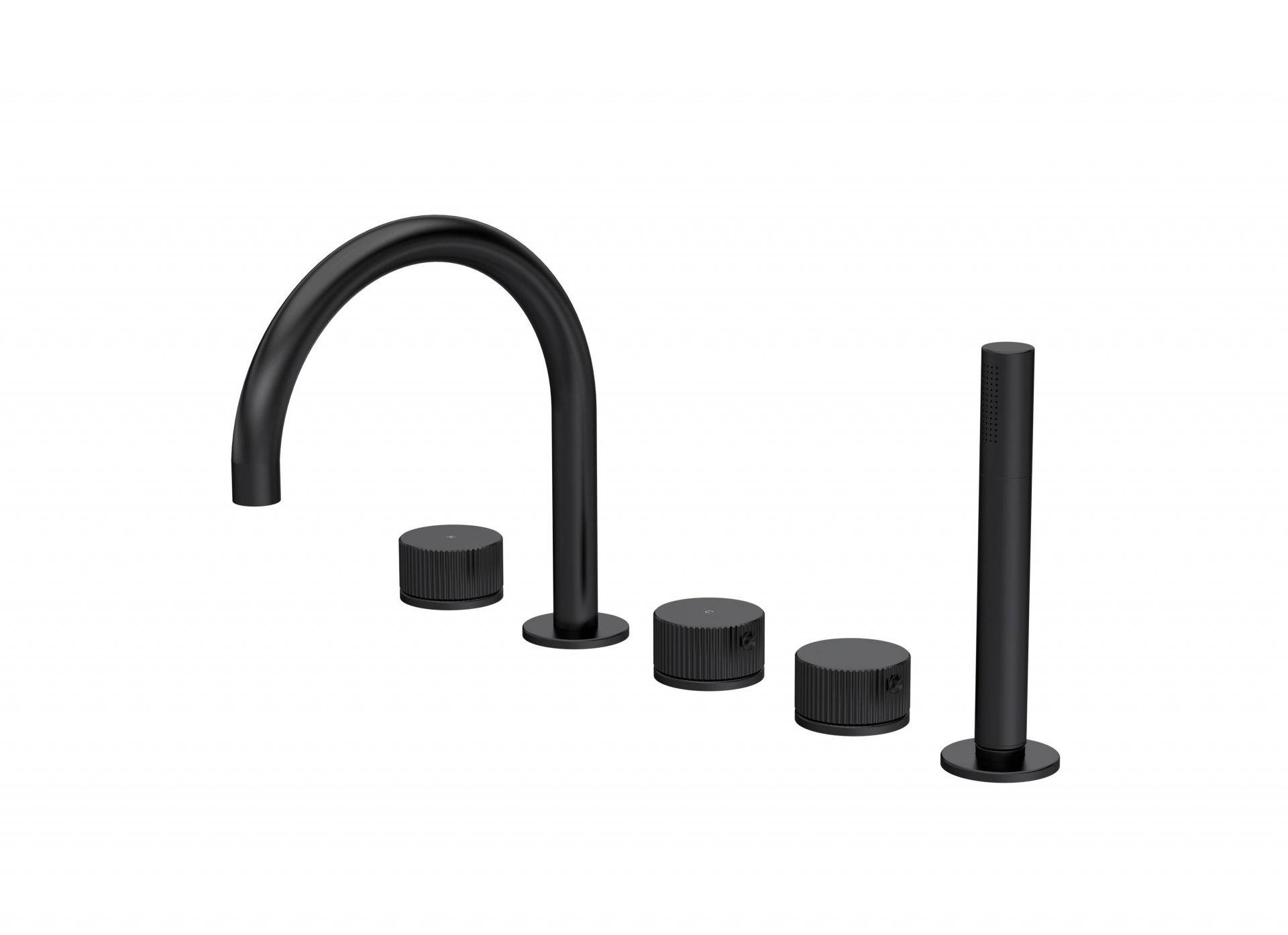 Nuie Lux Esker 5TH Deck Mounted Bath Shower Mixer (C Spout) – Matt Black
