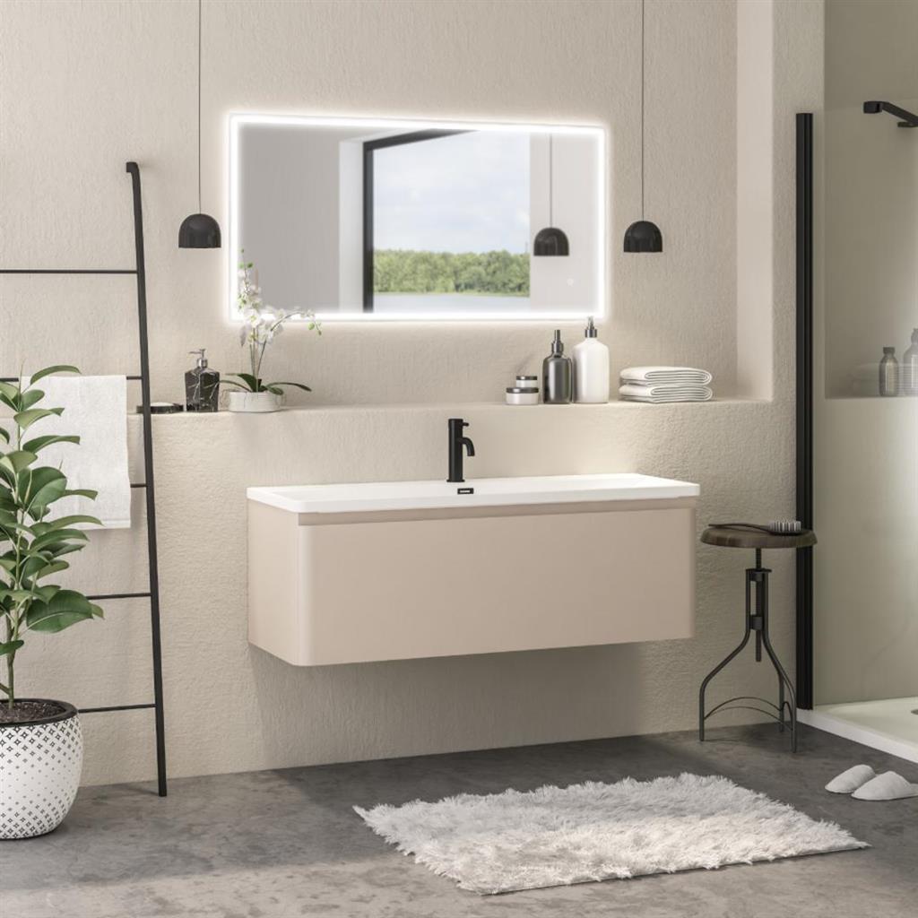 Eastbrook Grovely 1200mm 1 Drawer Wall Hung Vanity Unit & Basin – Cashmere