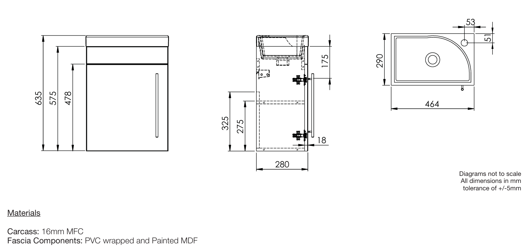 Roper Rhodes Esta 450mm Cloakroom Wall Hung Unit & Basin – Light Grey