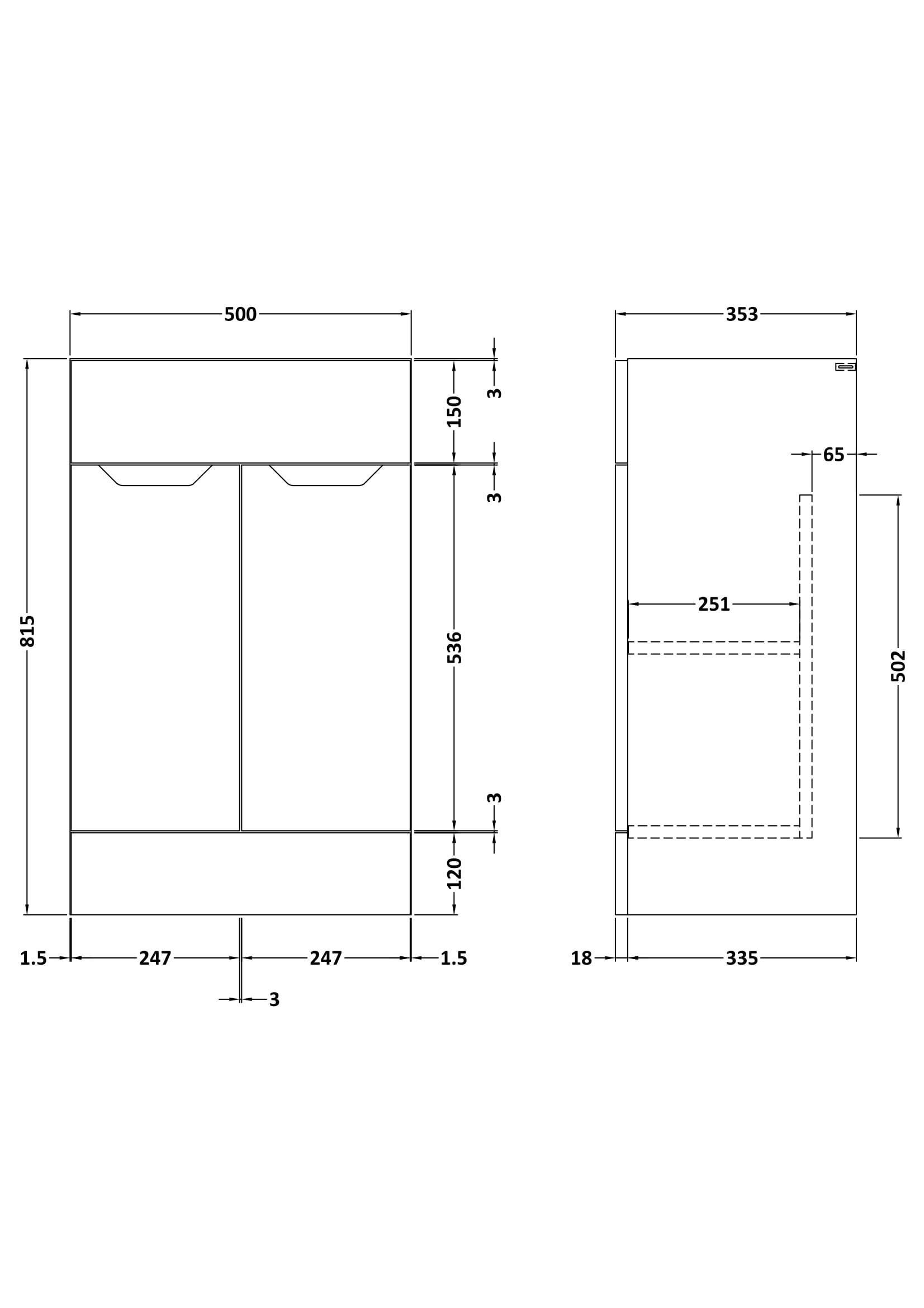 Nuie Lux Loave 500mm 2 Door Standard Floorstanding Unit – Matt White