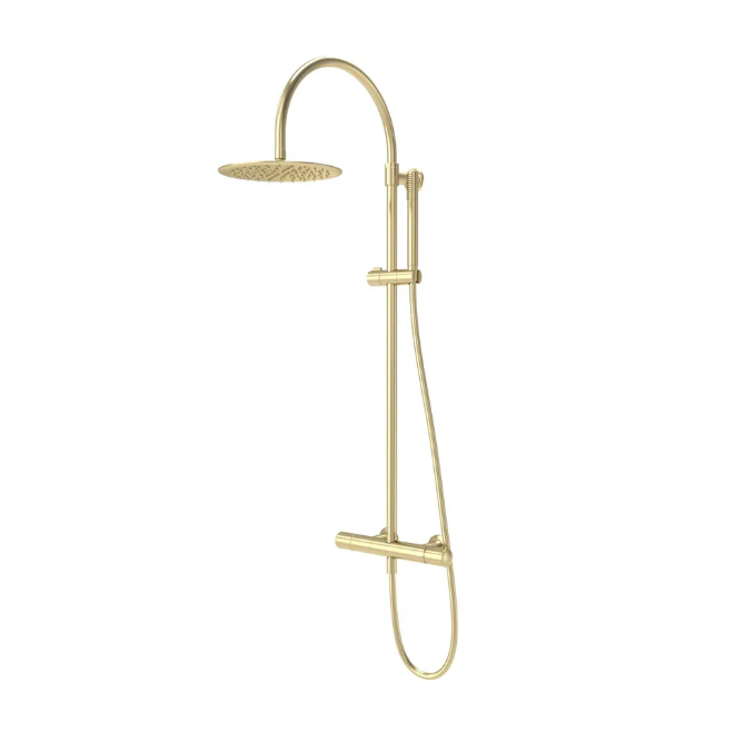 Roper Rhodes Walcot Dual Function Bar Shower System with Riser Kit & Overhead Shower – Brushed Brass