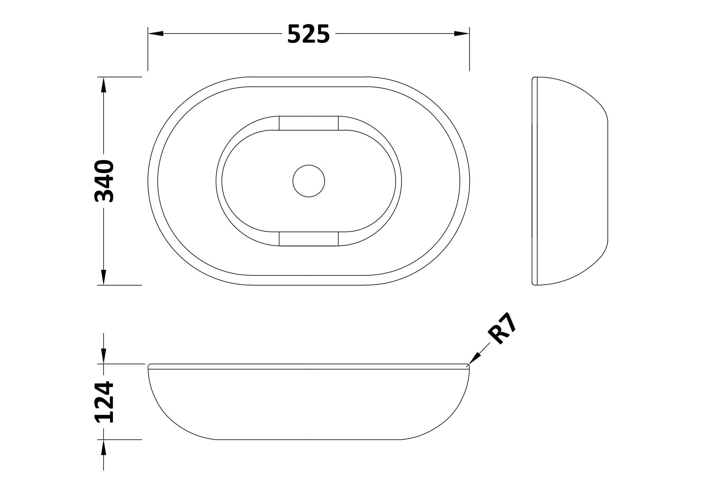BC Designs Crea Oval Countertop Basin 575x145mm