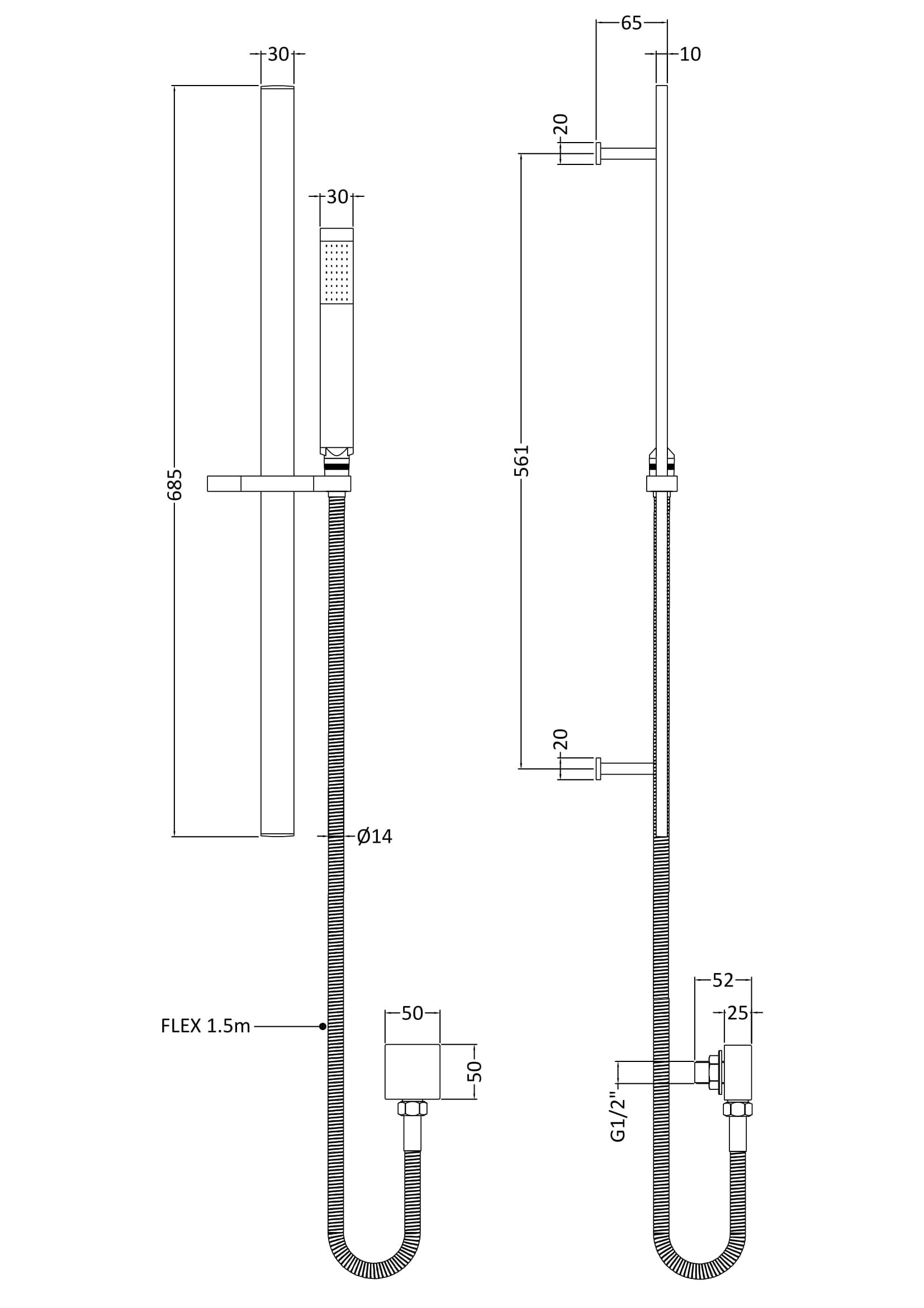 Nuie Lux Square Slider Rail Kit with Outlet Elbow – Brushed Brass