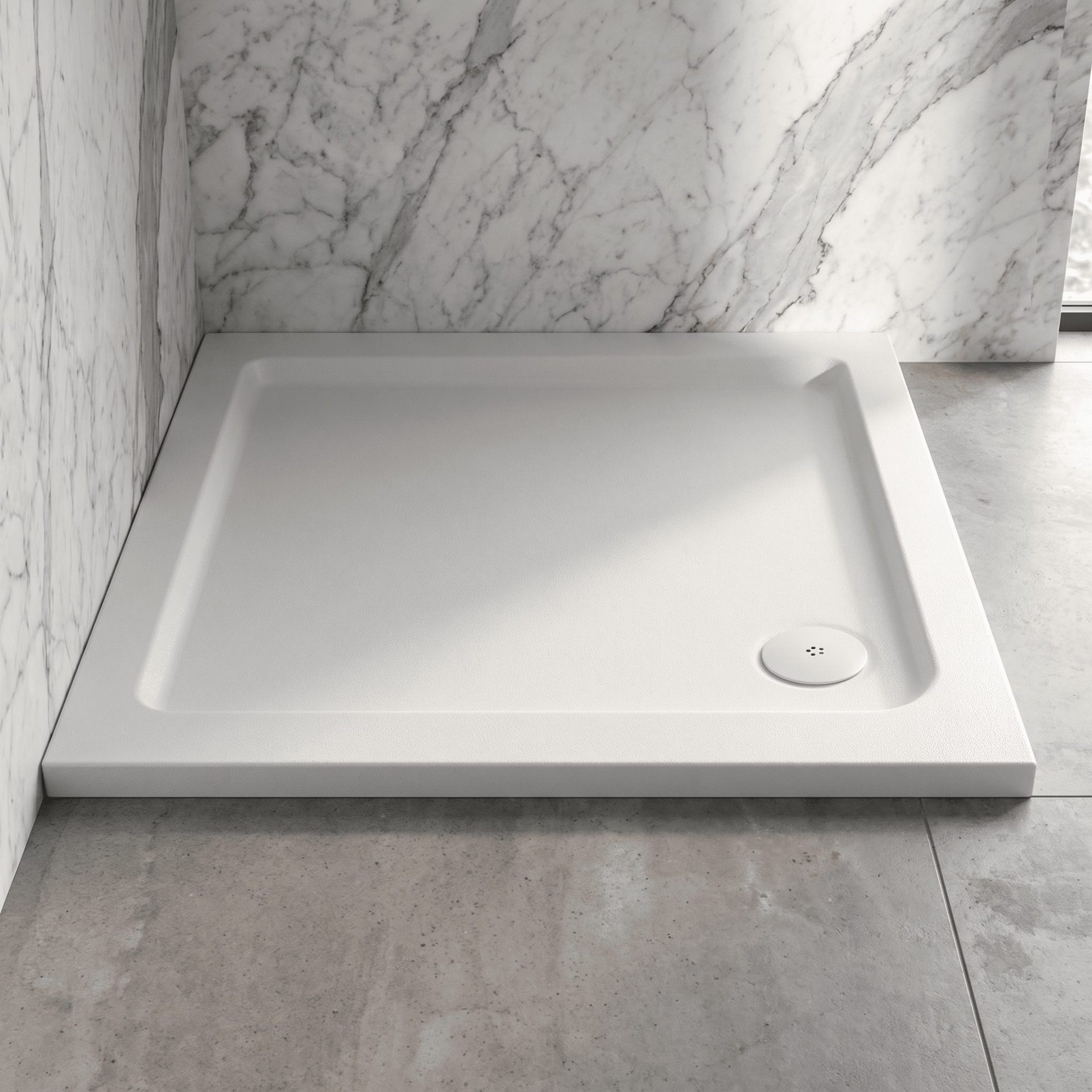 Nuie 40mm Slip Resistant Slimline Square Shower Tray – Matt White