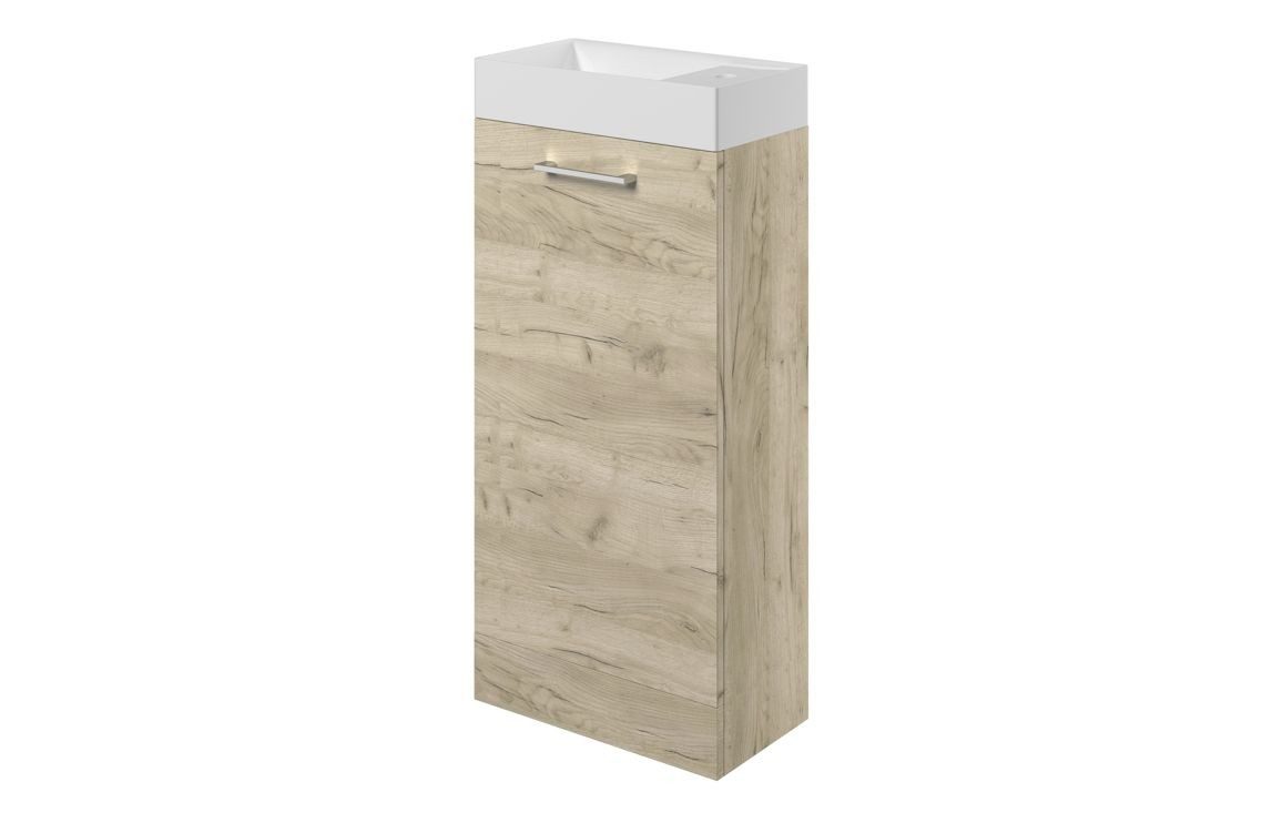 MyBathrooms Otley 410mm Floor Standing 1 Door Basin Unit & Basin – Oak