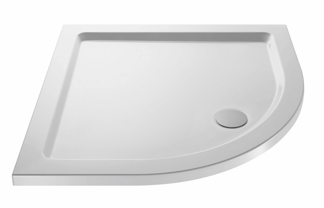 900mm Matt Black Quadrant Shower Enclosure With White Tray, Waste and Round Thermostatic Shower Kit