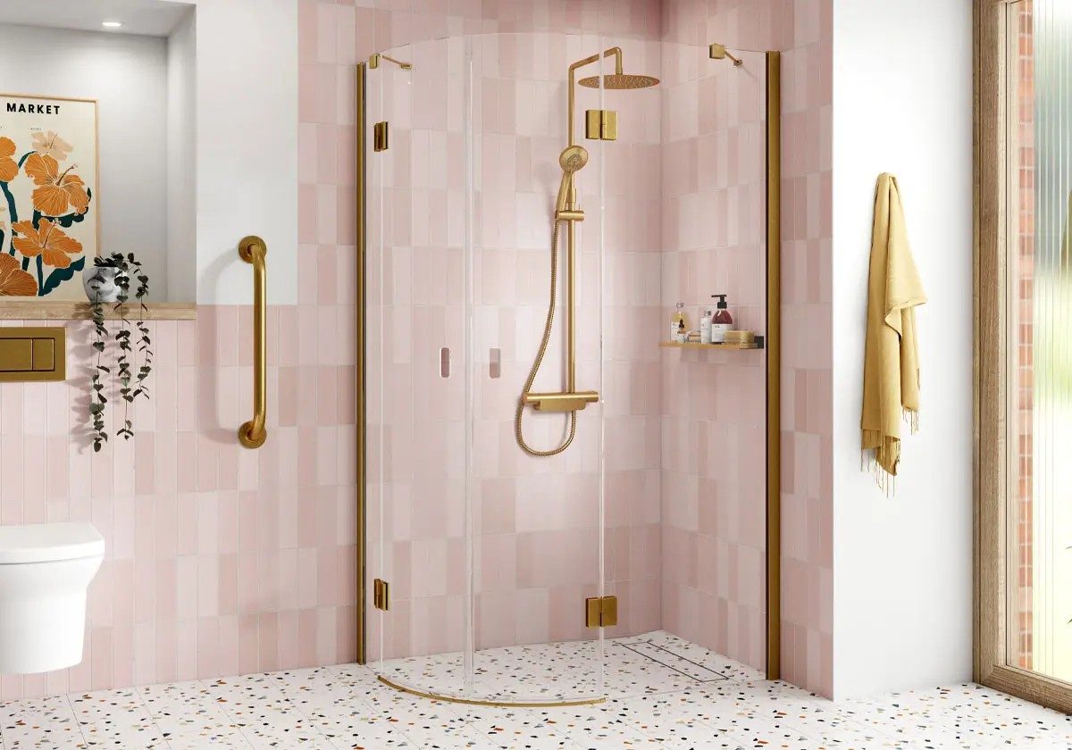 Kudos Pinnacle8 Level Access Hinged Quadrant Door Shower Enclosure – Matt Black