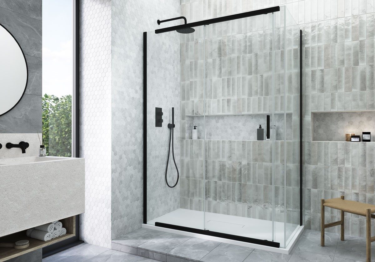 Kudos Siona Sliding Door Shower Enclosure – Matt Black