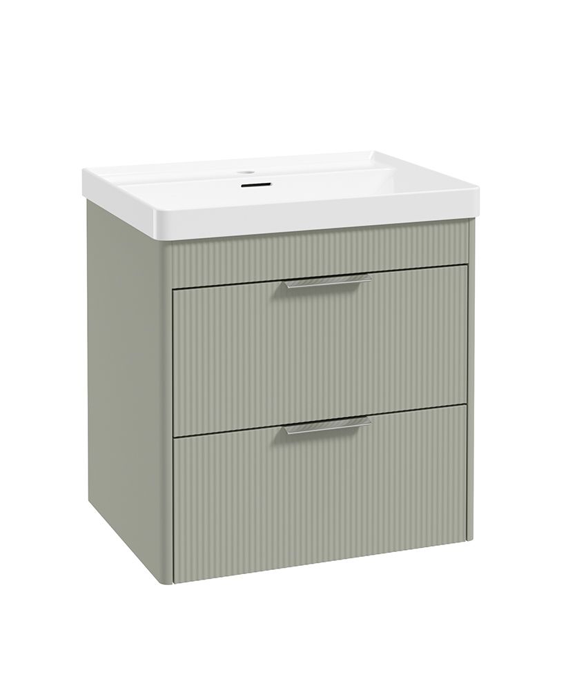 Sonas Reed 600mm 2 Drawer Wall Hung Unit & Basin – Matt Lakeside Sage