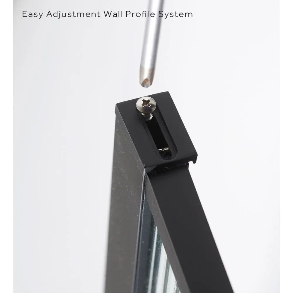 Qualitex Genesis Deluxe Fluted Glass Walk-In Panel – Matt Black