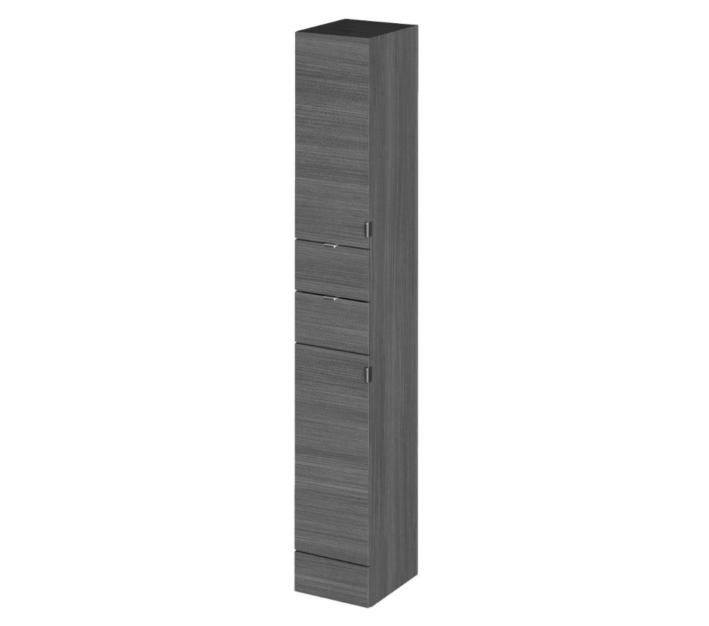 Hudson Reed Fusion Full Depth 300mm Floor Standing Tall Cabinet – Anthracite Woodgrain