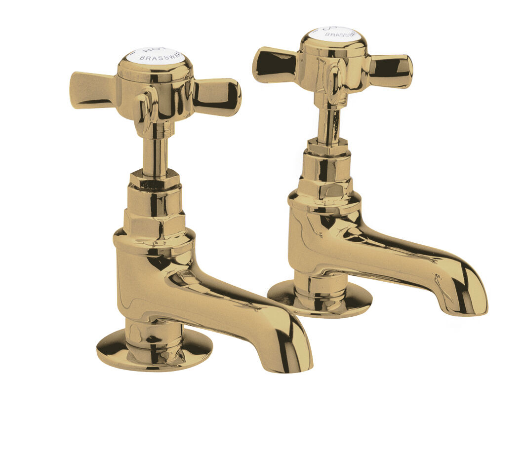Nuie Beaumont Traditional Basin Taps – Brushed Brass