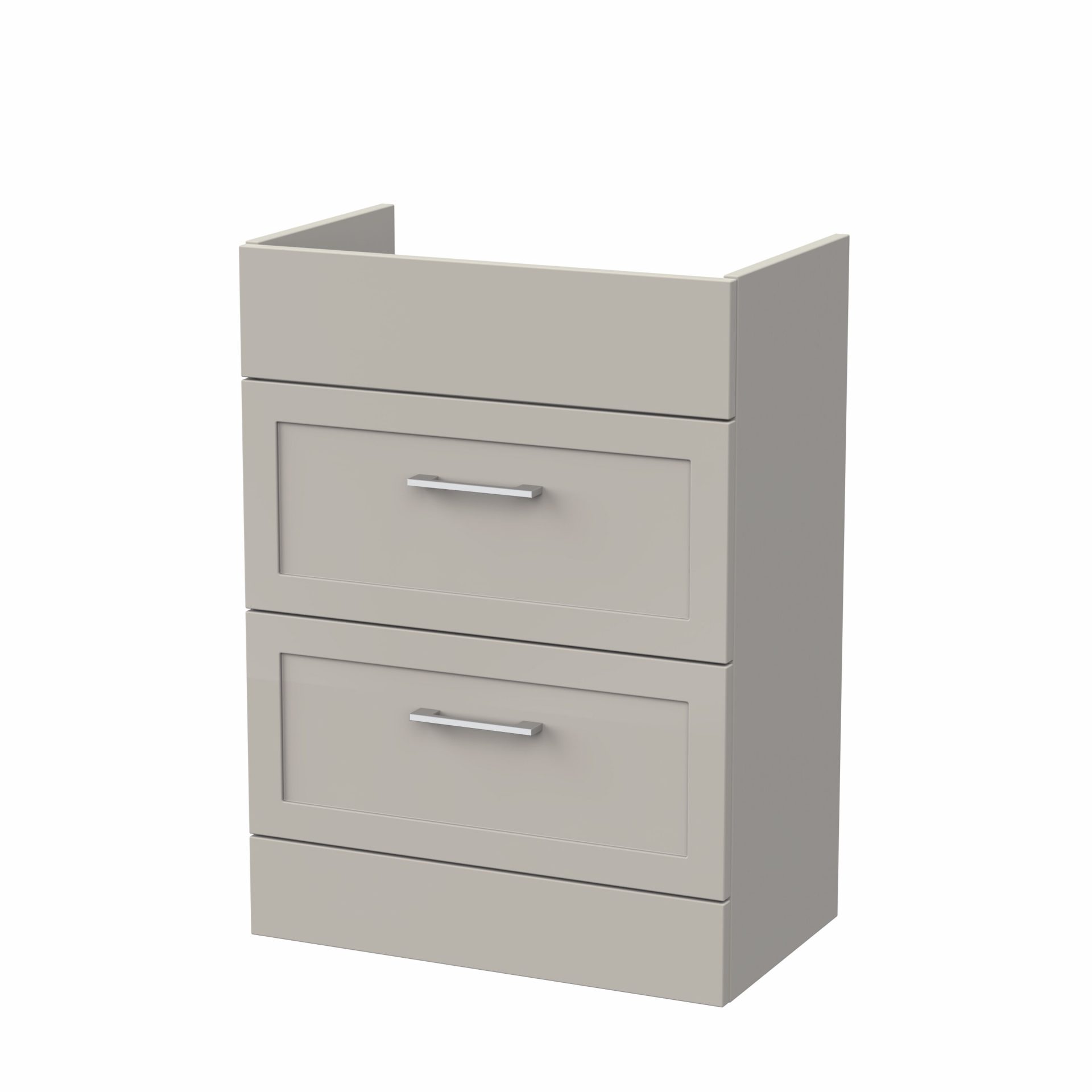 Nuie Lux Fable 600mm 2 Drawer Standard Floorstanding Unit – Pebble Grey