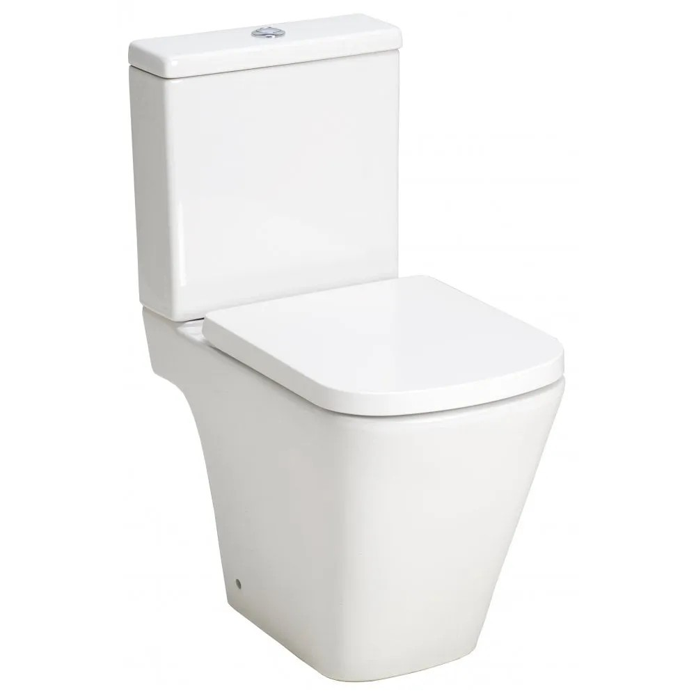 Qualitex Kansas Rimless Close Coupled Open Sided WC & Soft Close Seat