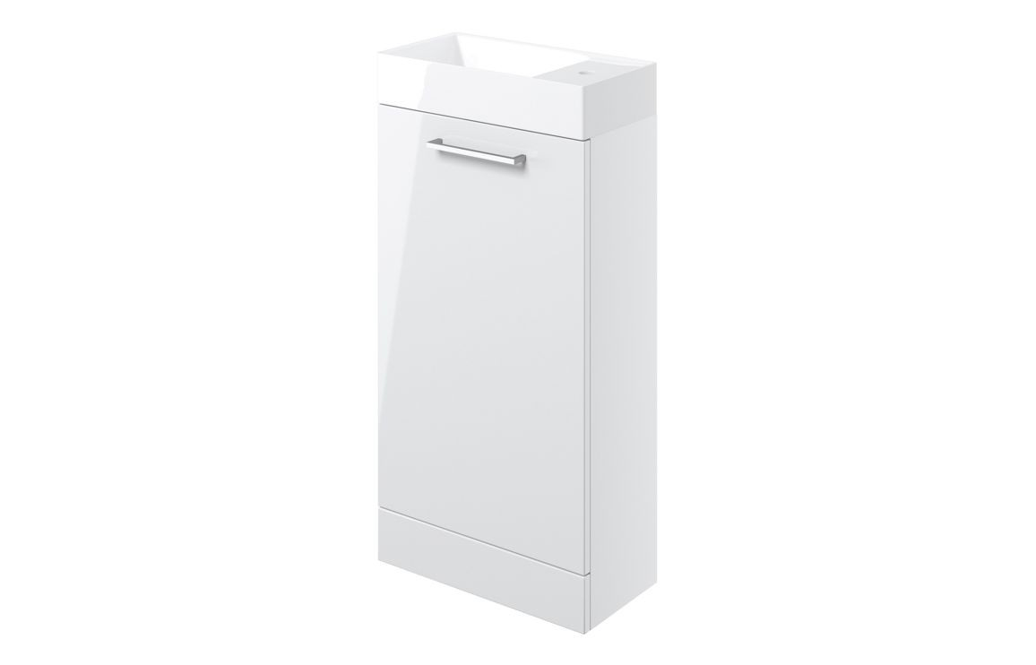 MyBathrooms Otley 410mm Floor Standing 1 Door Basin Unit & Basin – White Gloss