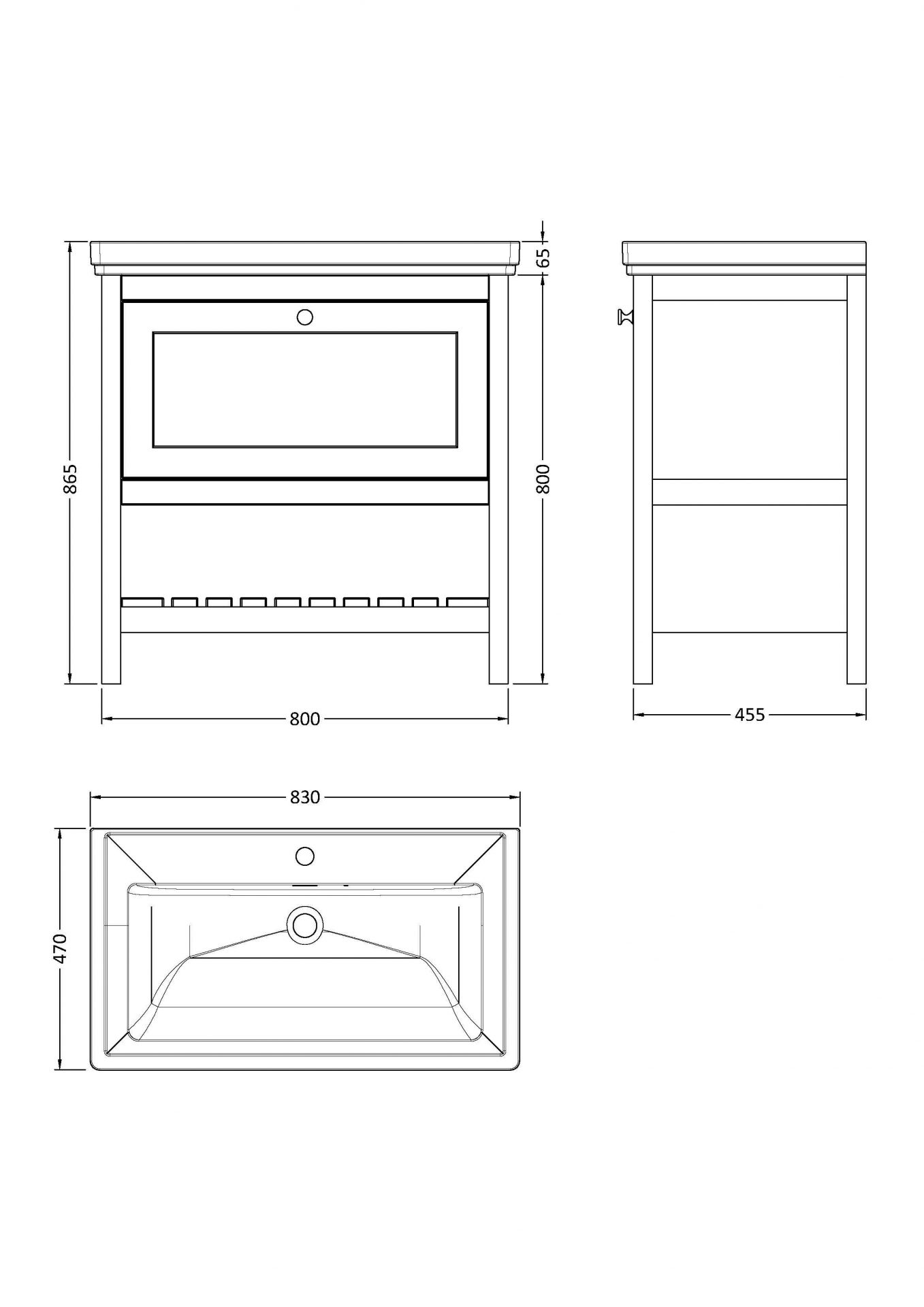 Old London Bexley 800mm 1 Drawer Floor Standing Vanity Unit & Basin – Pure White