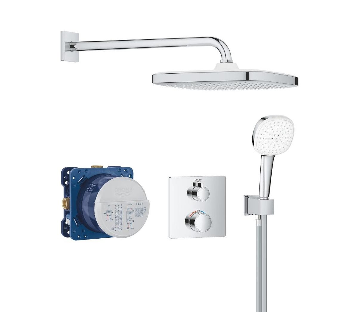 Grohe Grohtherm Cube Concealed Shower System with Tempesta 250 – Chrome