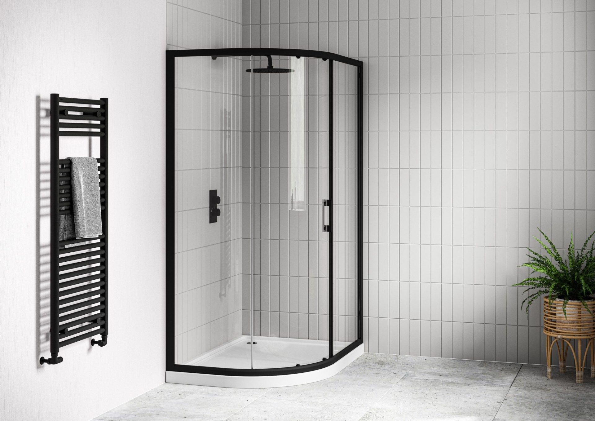 Tissino Rivelo Quadrant Single Door Shower Enclosure – Matt Black