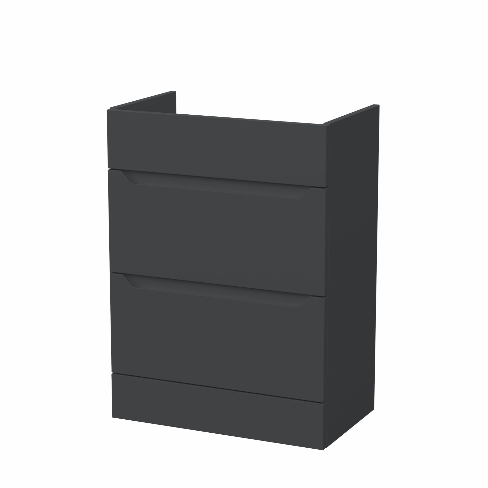 Nuie Lux Loave 600mm 2 Drawer Standard Floorstanding Unit – Soft Black
