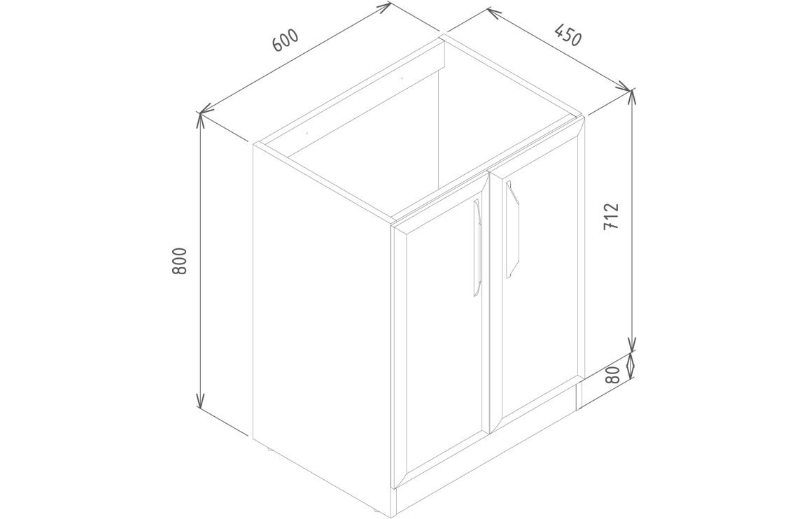 MyBathrooms Murillo 615mm 2 Door Floorstanding Unit & 0TH Basin – Matt White