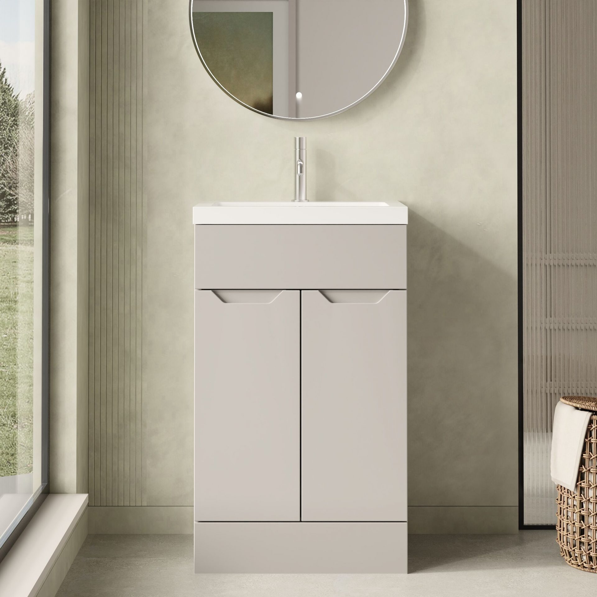 Nuie Lux Loave 500mm 2 Door Standard Floorstanding Unit – Pebble Grey