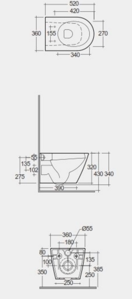 Rak-Feeling Rimless Wall Hung WC & Soft Close Seat – Matt White