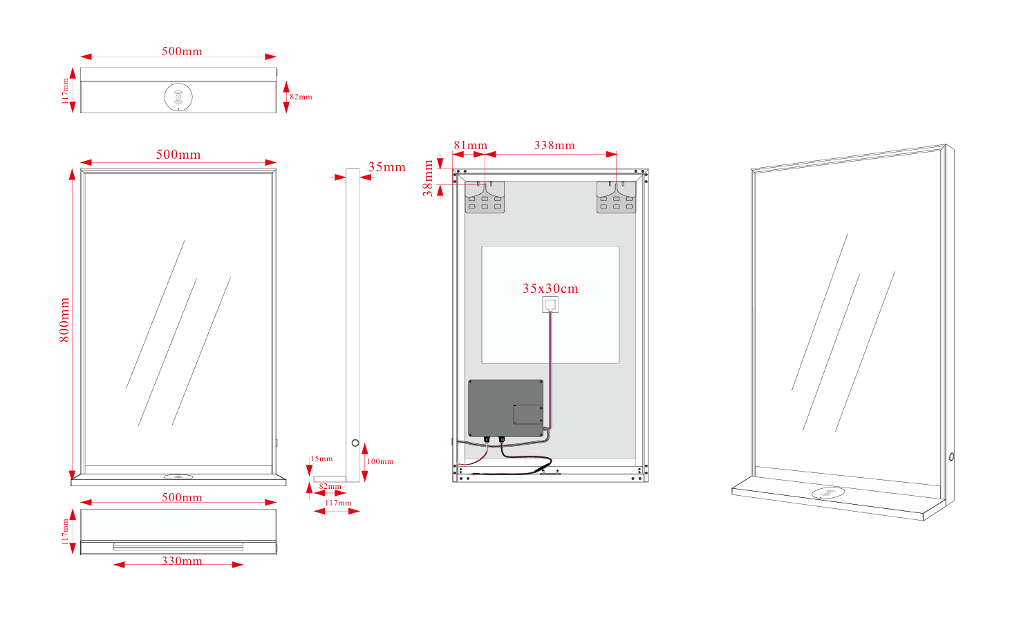 Eastbrook Arconi Framed LED Bathroom Mirror – Matt Black