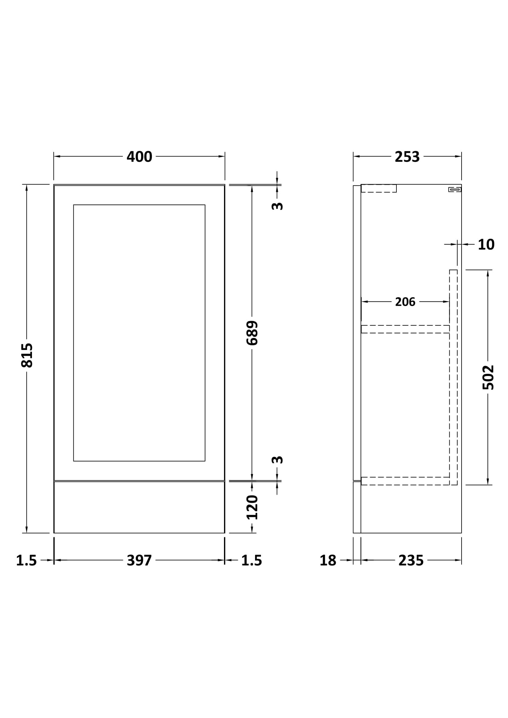 Nuie Lux Fable 400mm 1 Door Slim Floorstanding Base Unit – Matt White